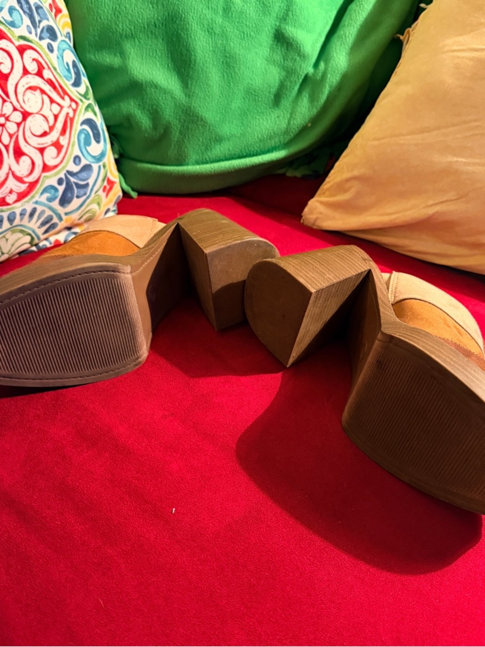Universal Thread Patchwork Suede Mule Heels in Brown and Tan - Picture 11 of 14